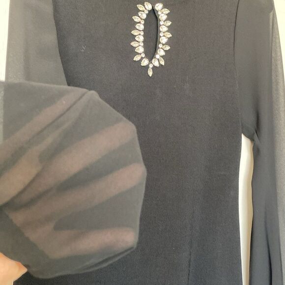 International Concepts sheer long sleeve sweater with rhinestone detail size M - Picture 3 of 7
